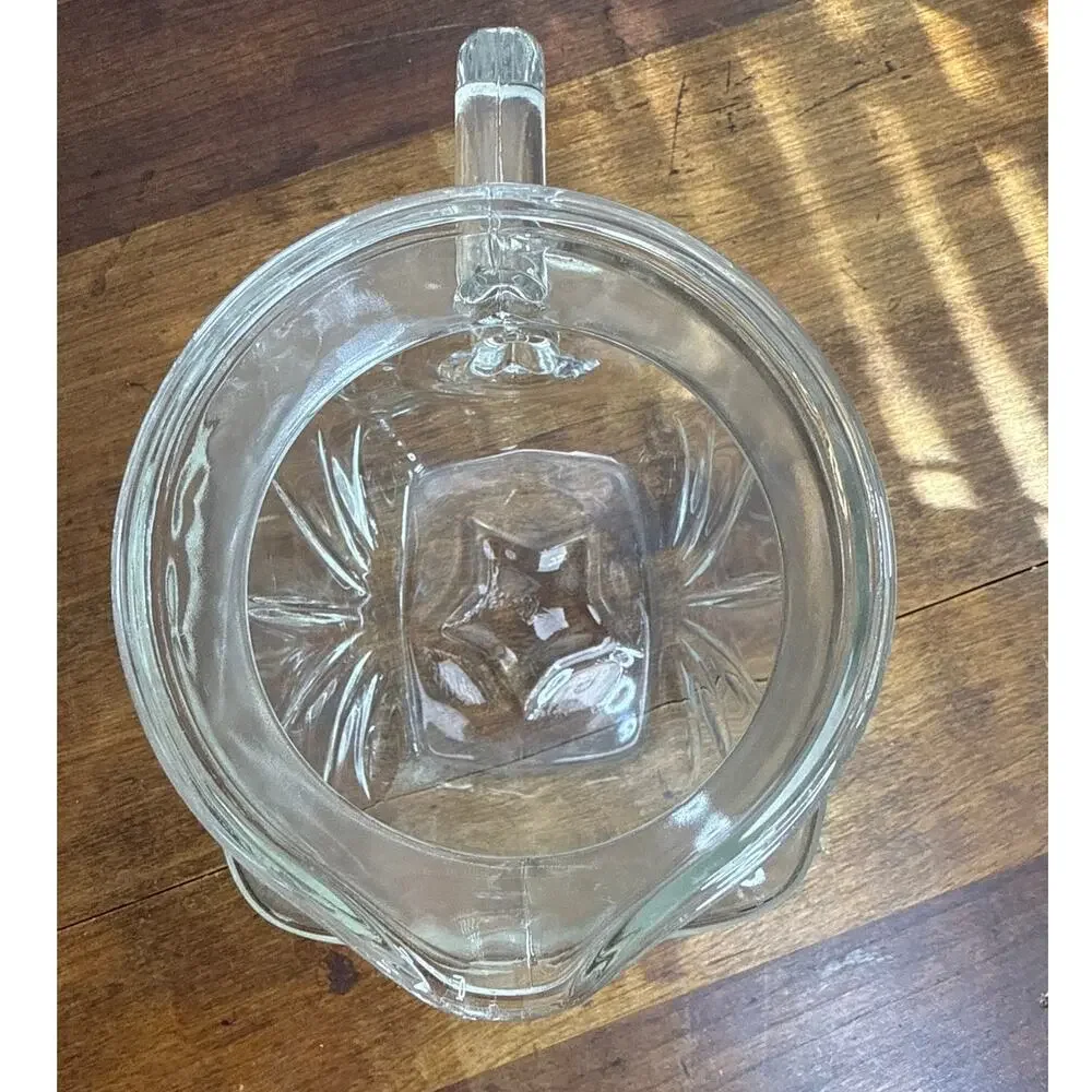 Federal Glass Vintage 50's Star Clear Pattern 36oz Square Pitcher Star On Bottom